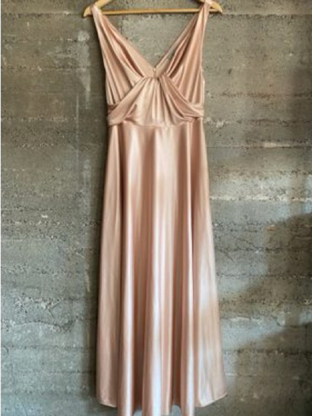 Satin Maxi Dress in Blush Pink with Twisted V-Neck